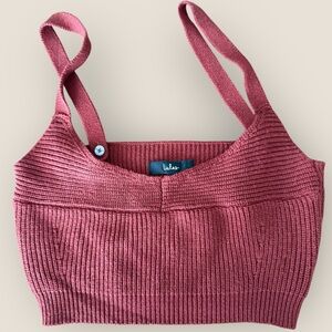 Lulus | Ribbed Knit Crop Tank Top | Size L | Mauve Rose